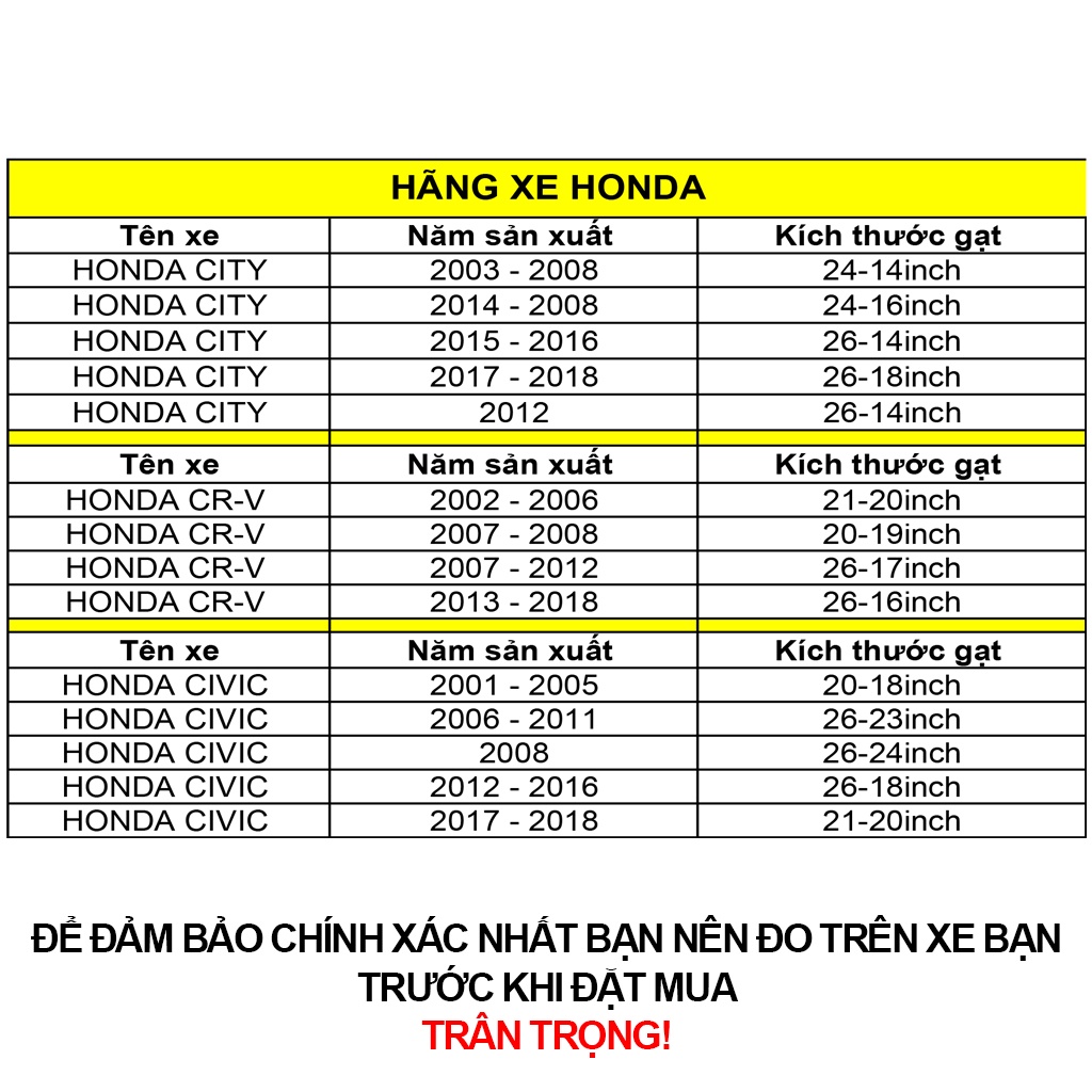 Gạt mưa khung mềm xe Honda Brio,Jazz,City,CR-V,HR-V,Civic, Accord thanh chổi cần gạt mưa silicon mềm không xương