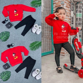 Bộ Dài Tay Cho Bé Chuột Mickey Phối Quàn Legging Năng Động