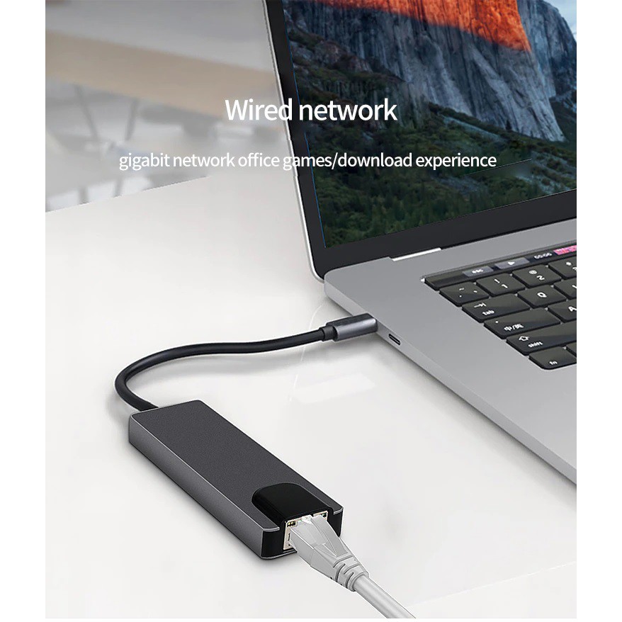 [Mã 44ELSALE2 giảm 7% đơn 300K] ROGTZ Cáp USB Type-C Ra 5 Cổng HDMI 4K, USB 2.0 Và Ethernet RJ45 - Hàng Chính Hãng