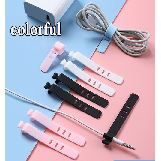 FEELING Set 5 Dụng Cụ Quấn Dây Cáp / Điện Thoại Bằng Silicon Siêu Mỏng Đa Năng