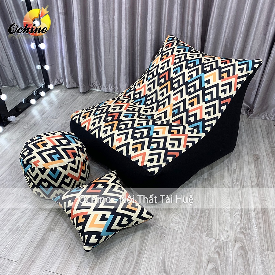 Ghế Lười Sofa Giường Kèm Hạt Xốp Thư Giãn Có 2 Lớp Cao Cấp, Ghế Hạt Xốp Họa Tiết Hiện Đại (Đủ Mẫu)