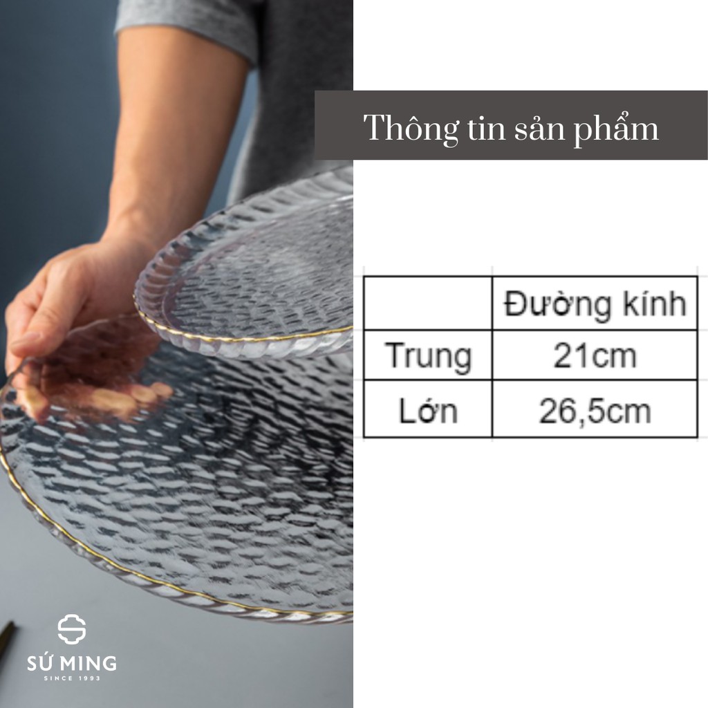 Đĩa Thuỷ Tinh Đẹp Xoắn [NHẬT BẢN][VIỀN VÀNG] chịu nhiệt cao cấp, vàng 18k