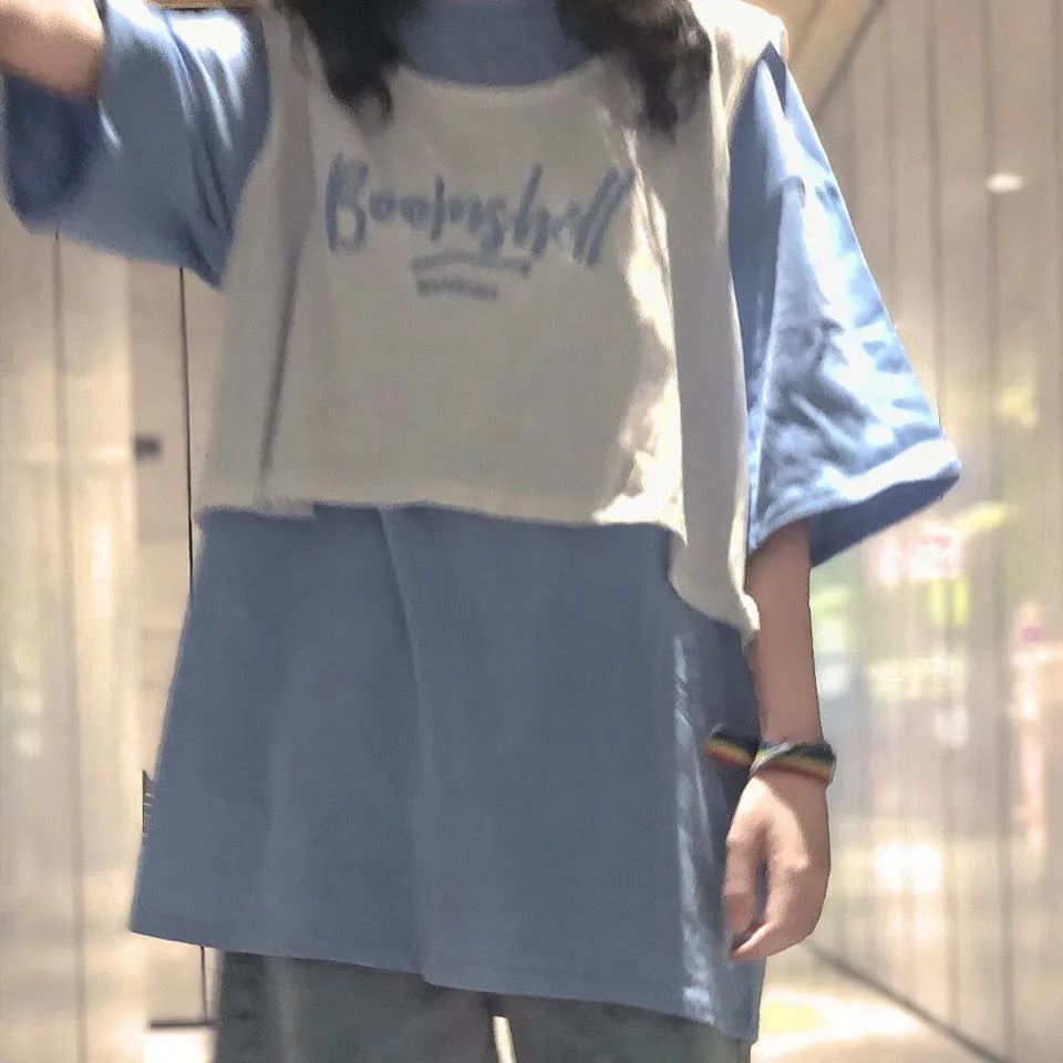 Áo Thun Ngắn Tay Thêu Họa Tiết Xinh Xắn Theo Phong Cách Nhật Hàn