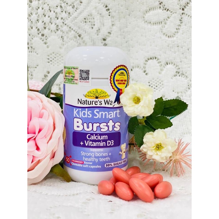 Combo Phát Triển Trí Não, Tăng Chiều Cao NATURE'S WAY Kids Smart DHA 300mg +Calcium, Vitamin D3  Cho Bé Từ 1 Tuổi 50v/lọ