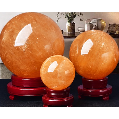Quả Cầu Phong Thủy Đá Tự Nhiên Màu Nâu Vàng Hợp Mệnh Kim,Thổ , Đường Kính 7-10 - 12 cm - Tặng Đế Gỗ