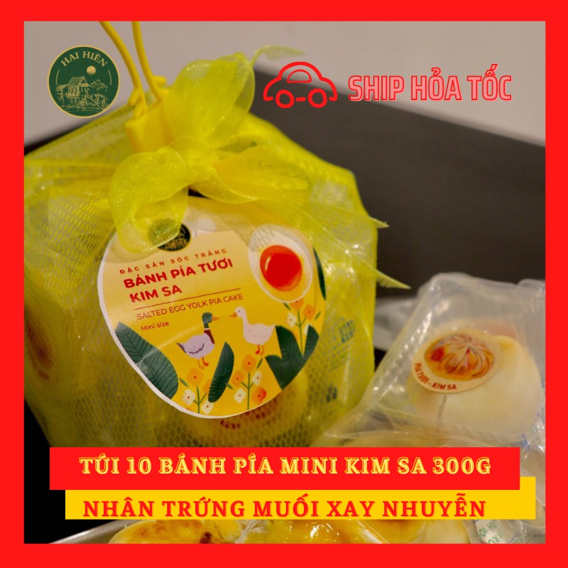 Pía Mini Kim Sa Hai Hiền Túi Lưới 300g (10 cái/Túi) - BÁNH ÍT NGỌT, MINI, SIÊU MỀM - Shop ăn vặt Hai HIên