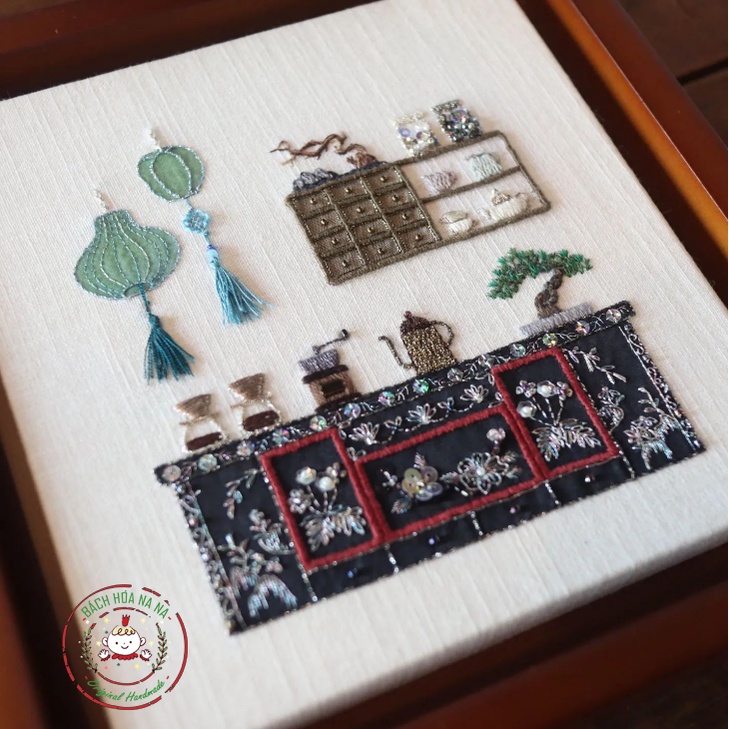 Gói dụng cụ Tự Thêu Tranh Trang trí Kỷ Niệm Decor Kit Nguyên Liệu Tập Thêu Tay - DIY Handmade Embroidery