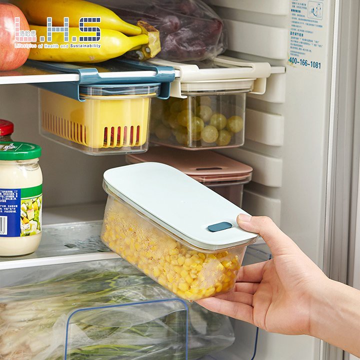 Bộ rổ nhựa khay tủ lạnh 2 lớp cao cấp 2in1 có nắp đậy đựng thực phẩm đồ ăn tiện lợi
