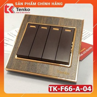 [ Chính Hãng ] Công Tắc Âm Tường Vân Gỗ 4 Hạt Cao Cấp Tenko Tk-F66-A-04