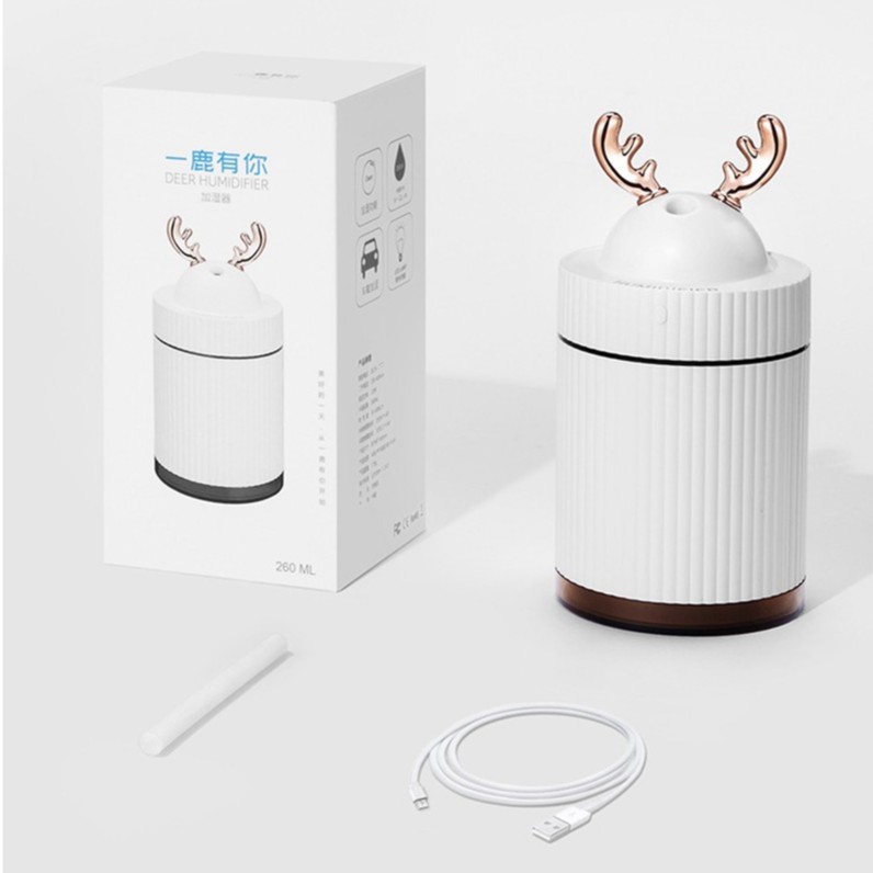 Fnelse Máy tạo độ ẩm khuếch tán tinh dầu đầu cắm USB 260ml tích hợp đèn