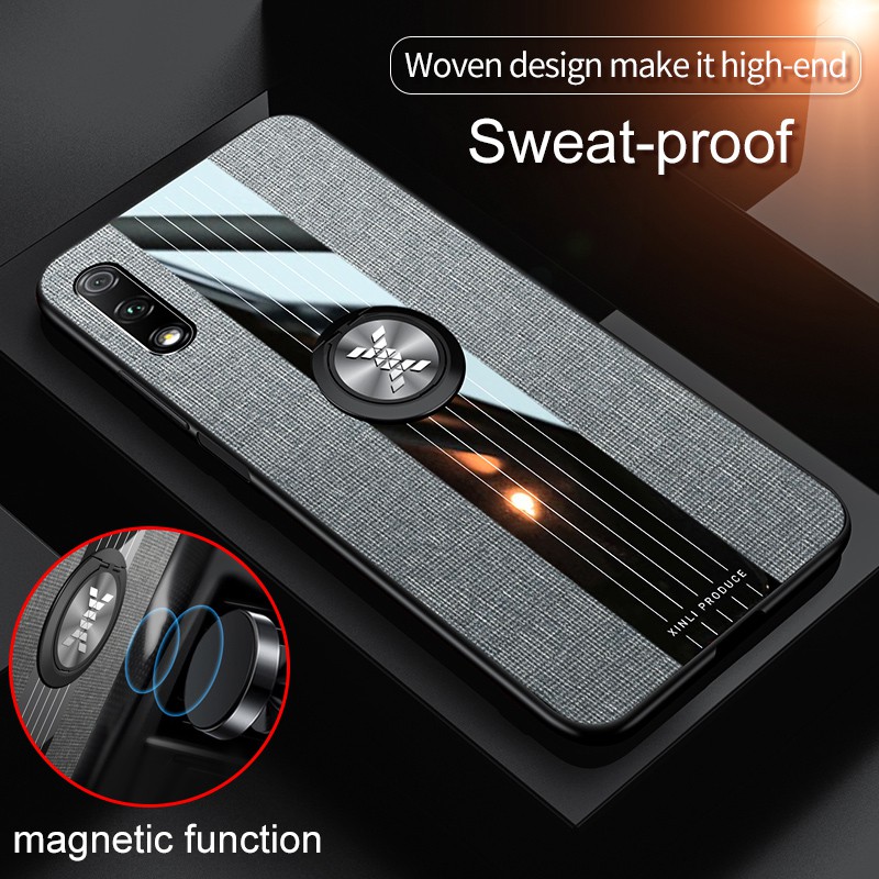 Ốp Lưng Vải Có Giá Đỡ Dạng Nhẫn Cao Cấp Cho Huawei Honor 8x Max 10 10i 20i Y9S