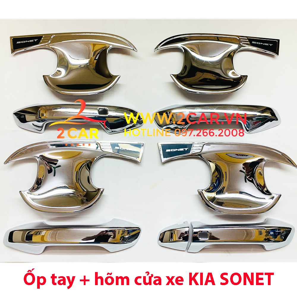 Ốp tay nắm, hõm cửa xe KIA SONET 2022 + chất liệu crom cao cấp