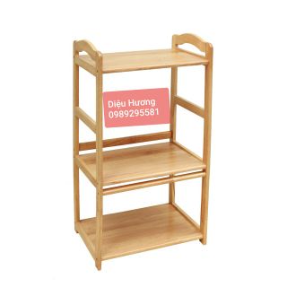 kệ lò vi sóng 3 tầng bằng gỗ cao su tự nhiên