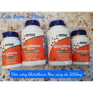 Viên uống sáng da, khoẻ gan Glutathione 500mg Now 30 viên, 60 viên