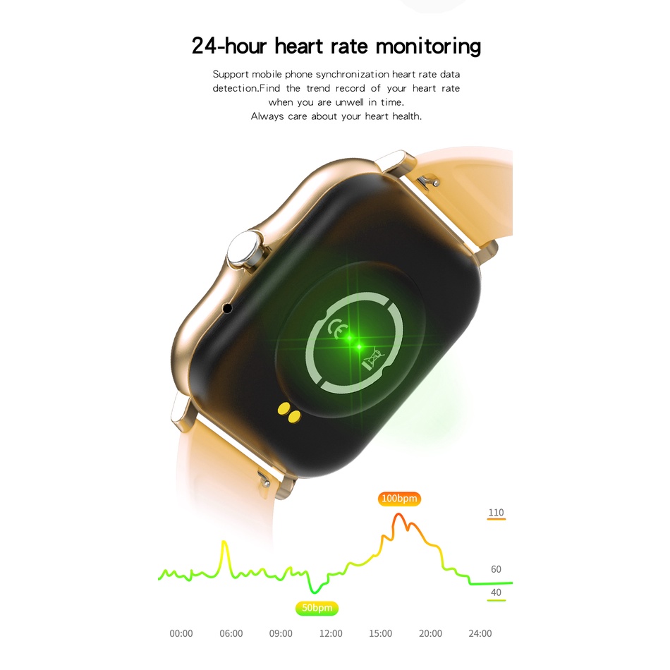 Đồng hồ thông minh nam nữ chống nước 1,69 "màn hình màu full touch sports fitness tracker smartwatch cho android & ios