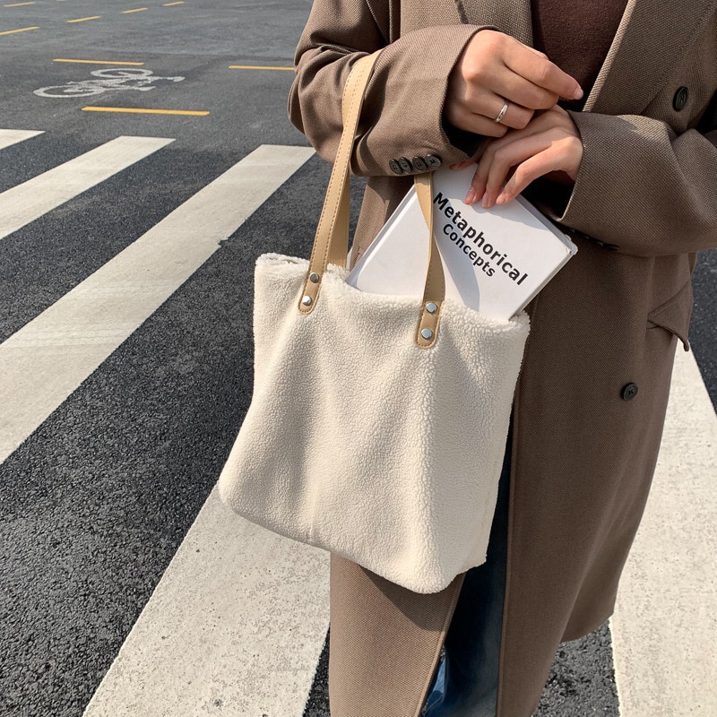 Túi Xách Lông Giả Mềm Mại Cỡ Lớn 2022 Thời Trang Mùa Đông Cho Nữ