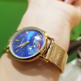 Đồng hồ nữ Longbo chính hãng dây titanium viền trắng kim xanh có lịch chống nước chống xước tuyệt đối Tony Watch 68