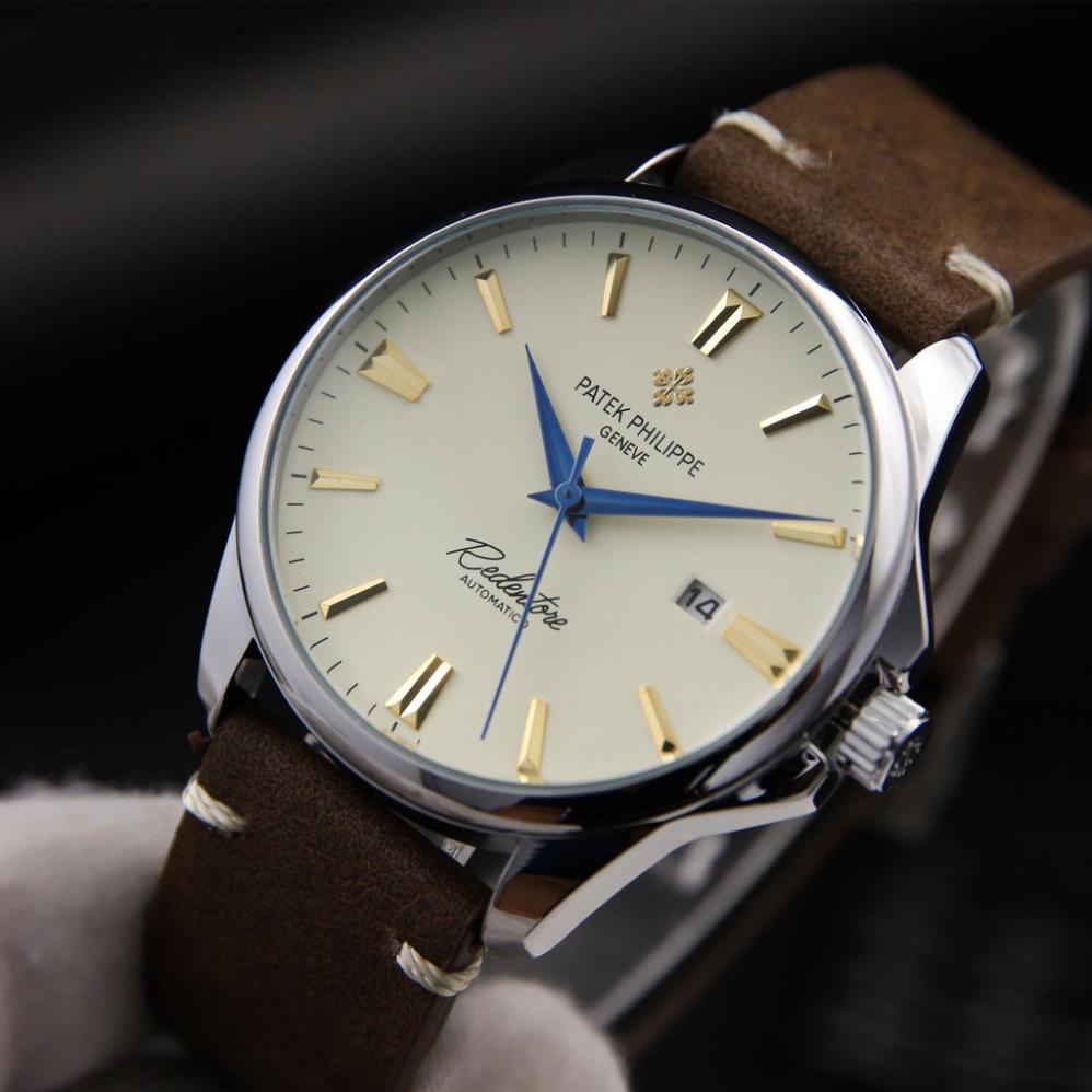 Đồng Hồ Nam Patek Dây Da Bò Mill Cao Cấp - Có Lịch Ngày, - Siêu Mỏng 8mm - Bảo Hành 12 Tháng