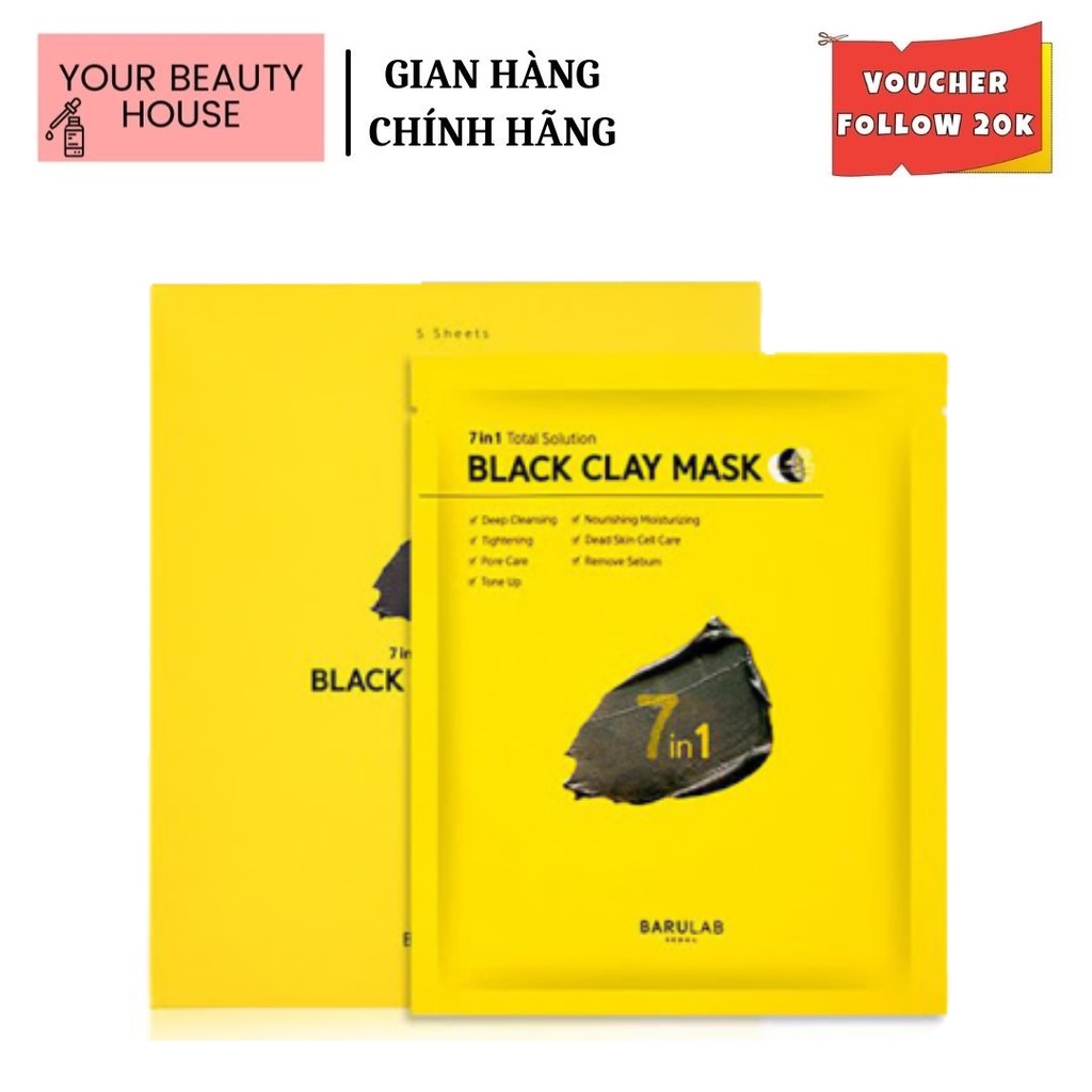 MẶT NẠ  7 IN 1 TOTAL SOLUTION BLACK CLAY MASK ( Tách lẻ 1 miếng)