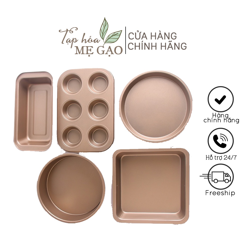 Bộ 5 khuôn bánh Muffin, Pizza, cupcake làm bánh chuyên dụng