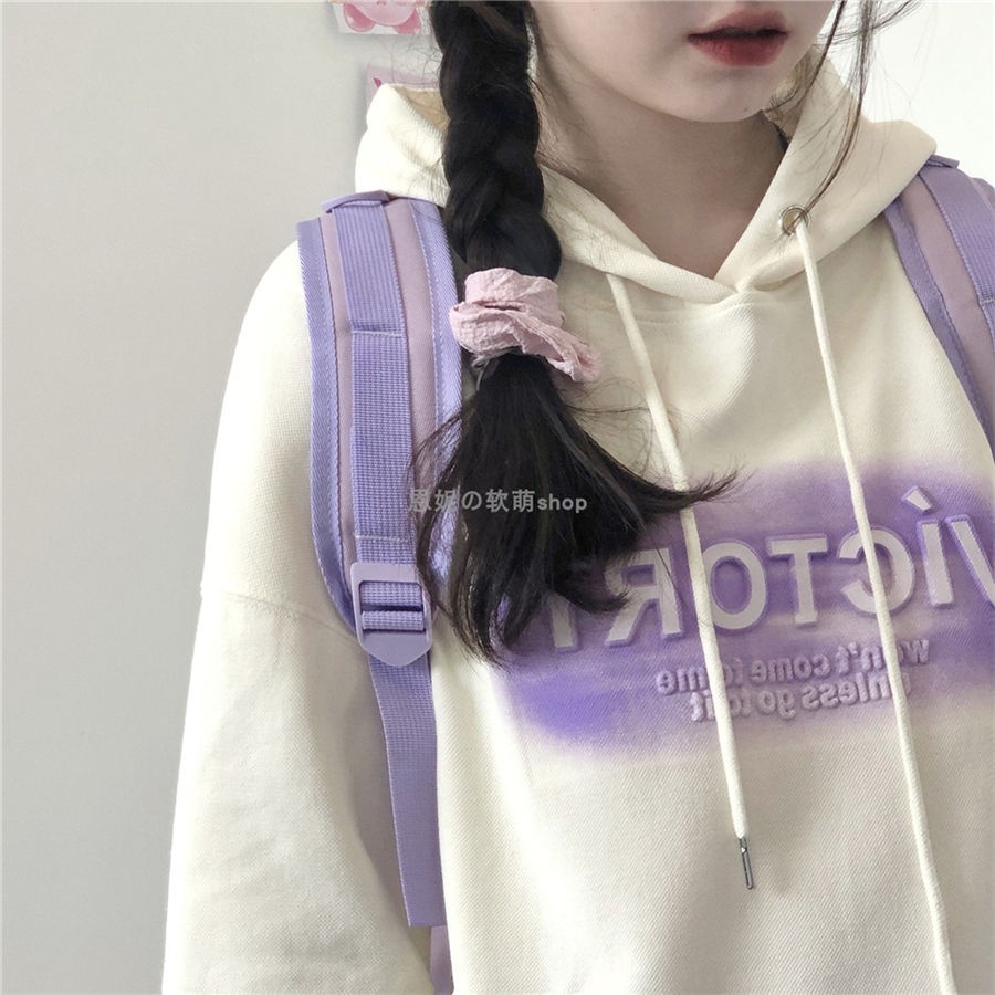 Áo hoodie dáng rộng in chữ mặc vào mùa thu và mùa đông cho nữ