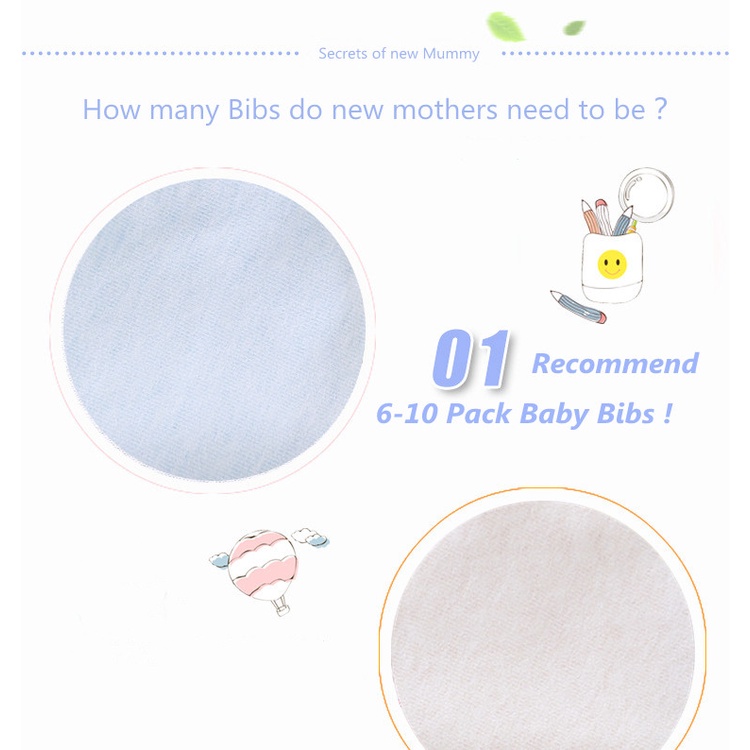 Set 3 Khăn cotton Lau Nước Dãi Cho Bé