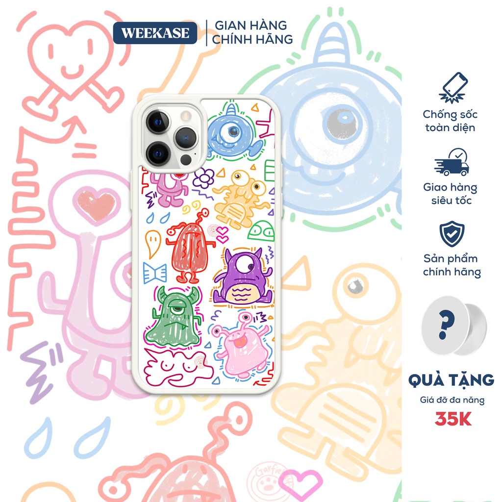 Ốp lưng iPhone viền trắng, đen chống va đập Weekase nhiều Monster, tất cả dòng máy