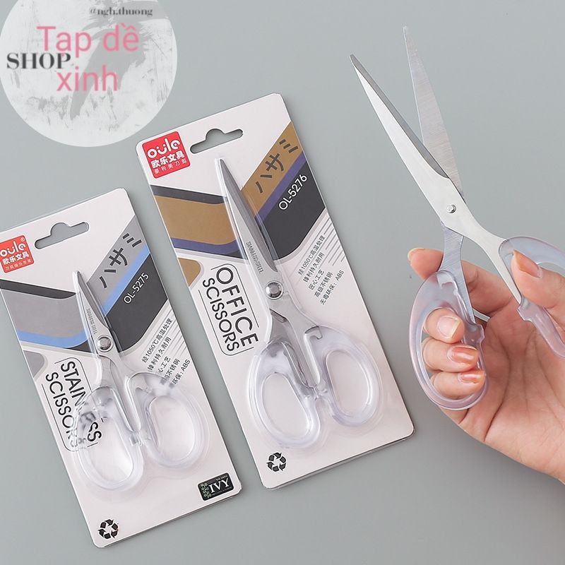 Kéo Oule cán trong suốt office 3 kích cỡ nhỏ trung lớn thủ công diy handmade lovebox thiệp tiện dụng scissor