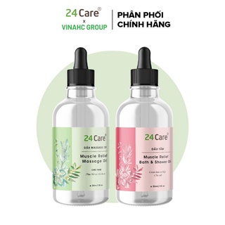Combo 2 chai tinh dầu massage cơ bắp, phục hồi cơ, đẹp da, giảm đau cơ bắp 24care cho NAM + NỮ 30ml/chai