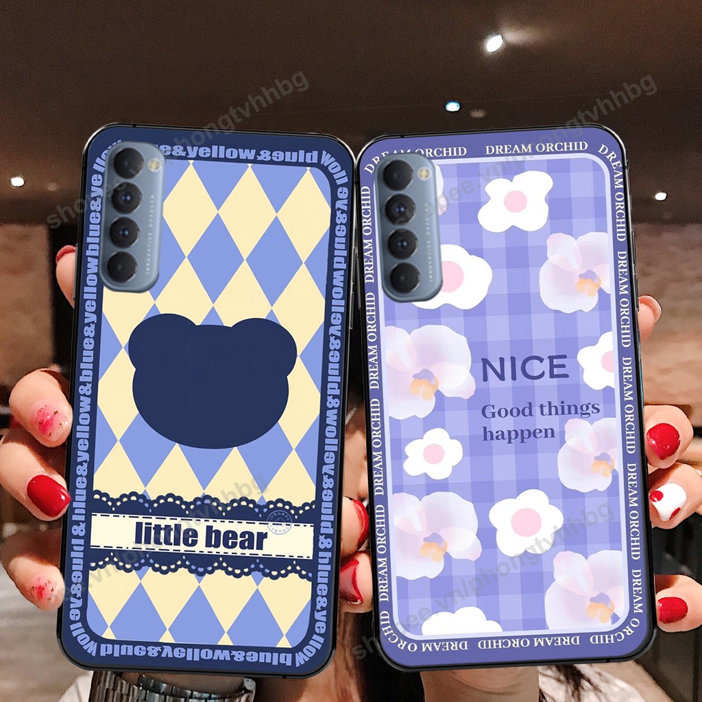 Ốp lưng Oppo Reno3 / Reno3 Pro / Reno 3 trái tim gấu thể thao , smile mặt cười cực cute