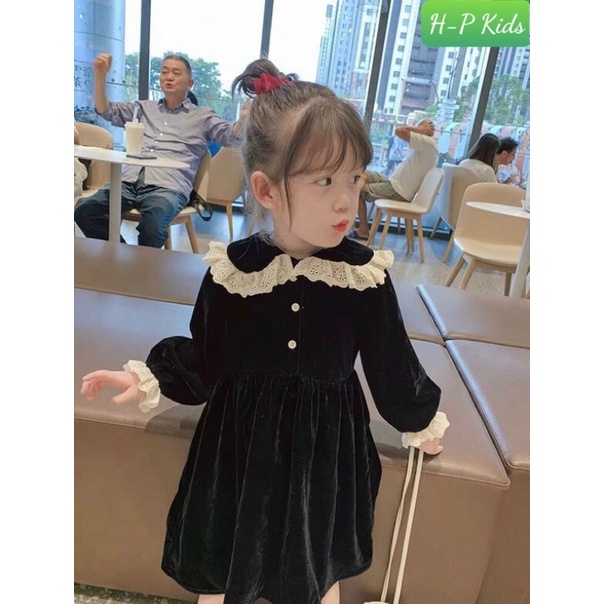 Váy nhung cổ sen xinh xắn 8-18kg