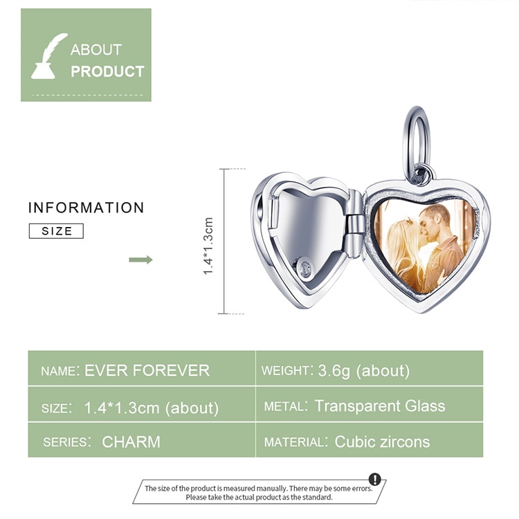 Mặt trang sức BAMOER BSC102 trang trí vòng đeo tay/ vòng cổ kiểu trái tim độc đáo DIY