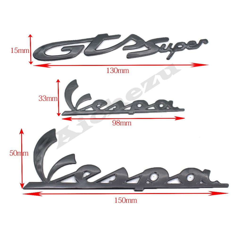 Logo 3D Bằng Nhựa Trang Trí Xe Vespa GTS Super 250 300 Sprint Primavera 150 GTV 125 200 LXV 3M