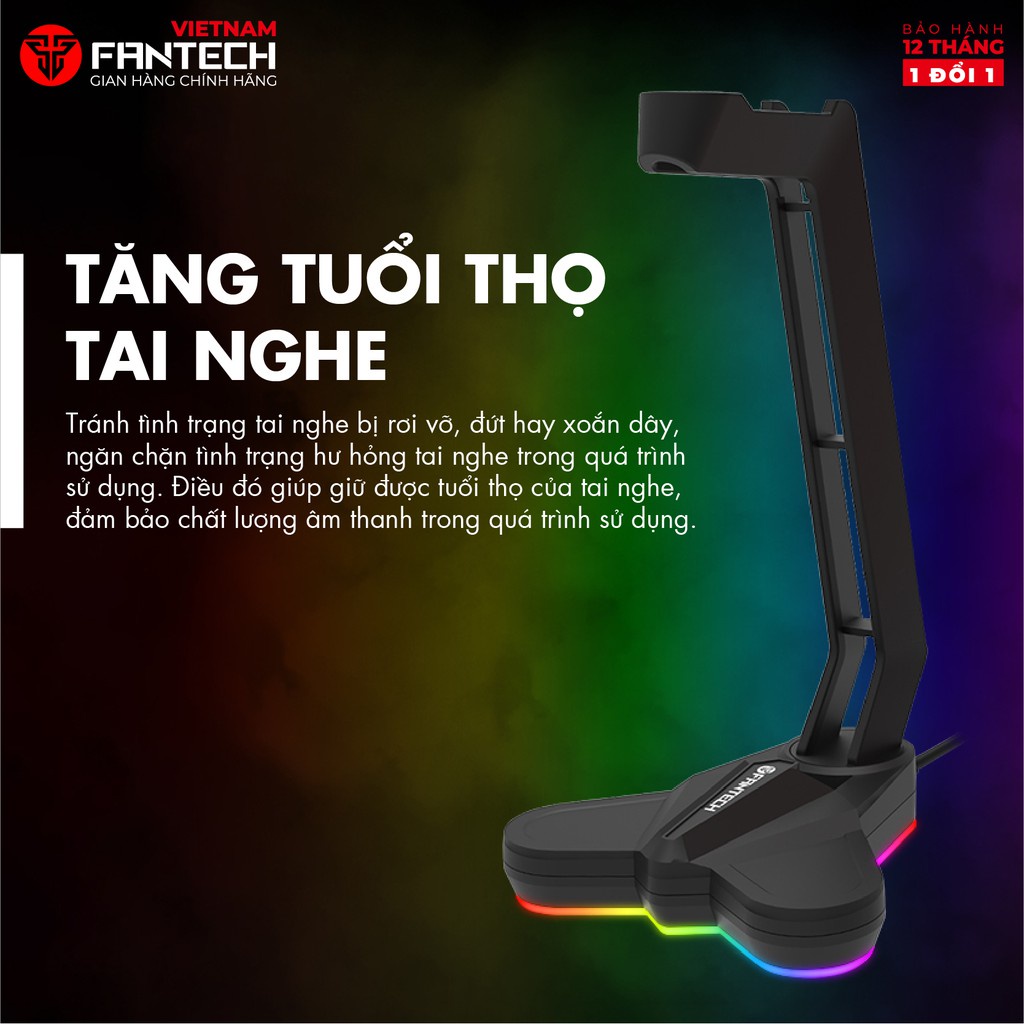 Giá Đỡ Tai Nghe Chống Trơn Trượt Và Bảo Vệ Tai Nghe Chống Xước LED RGB  FANTECH AC3001s - Phân Phối Chính Hãng