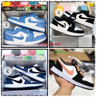 😊Giày sneaker JORDAN 1 cổ thấp các màu Hot trend nam nữ, Giày JD1 đen trắng xanh than cam hồng đào dùng đi học,,chạy bộ
