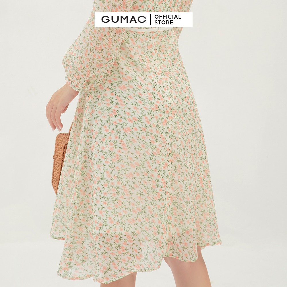[Mã MABR07062 giảm 8% tối đa 50K đơn từ 249K] Đầm xòe nữ hoa nhí cổ vuông tay dài GUMAC màu kem, đủ size DB3109 | BigBuy360 - bigbuy360.vn