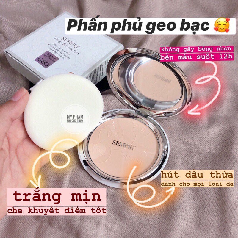 [SIÊU SALE] Phấn Phủ Geo trắng Sempre Happy &amp; Please Pact siêu mịn [(22g)AUTH]