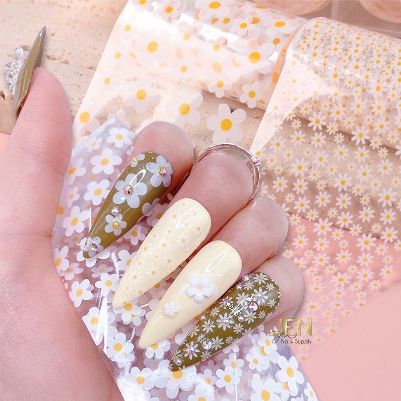 Foil dán móng hình hoa cúc 10 tấm