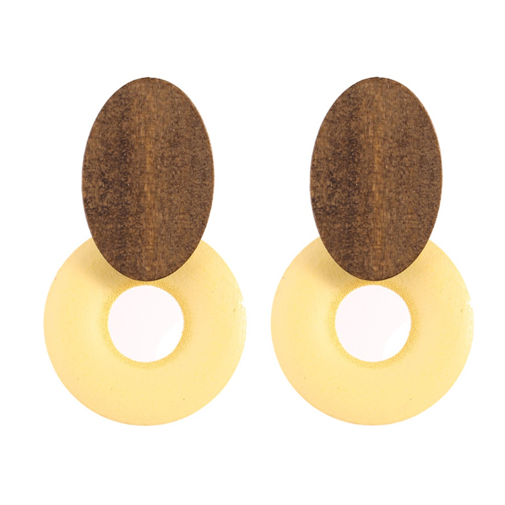Khuyên tai tròn bằng gỗ tự nhiên cổ điển đơn giản thời trang
