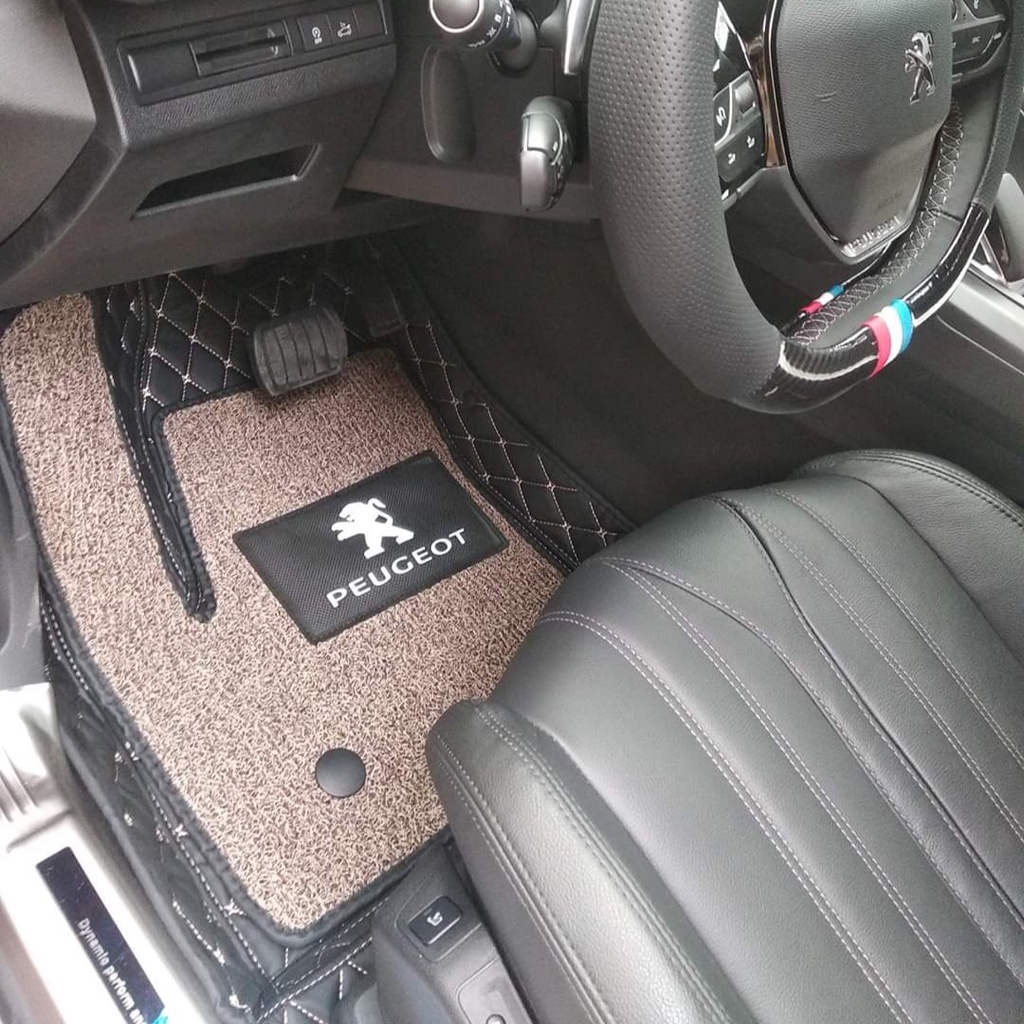 Thảm lót sàn 6D da Cacbon cao cấp cho xe Peugout 3008 không mùi chống thấm nước tuyệt đối