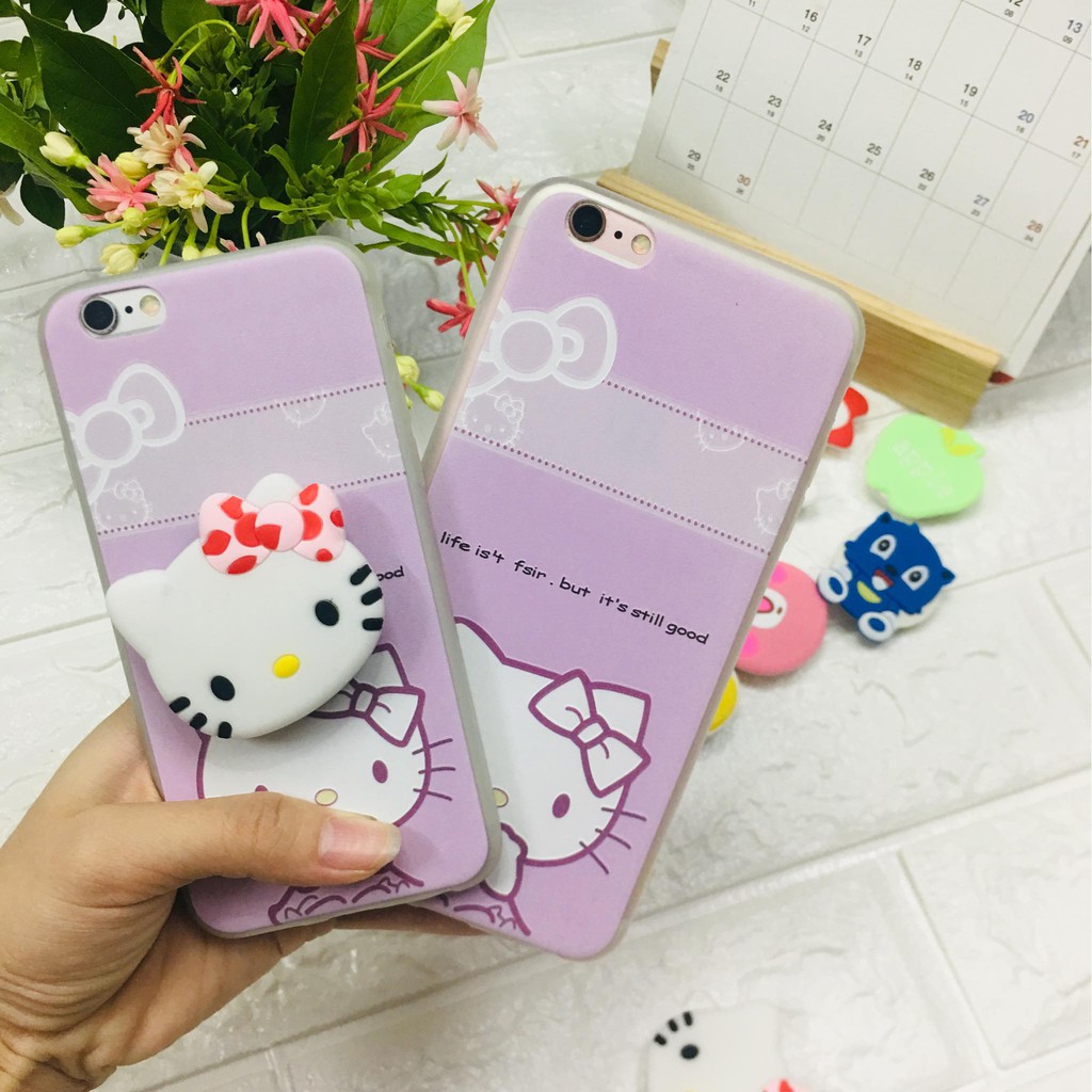ỐP IPHONEỐp Lưng Iphone Hello Kittyy  - Cho Iphone 6 6s 6Plus 6sPlus 7Plus 8Plus X - (Tặng kèm giá đỡ)