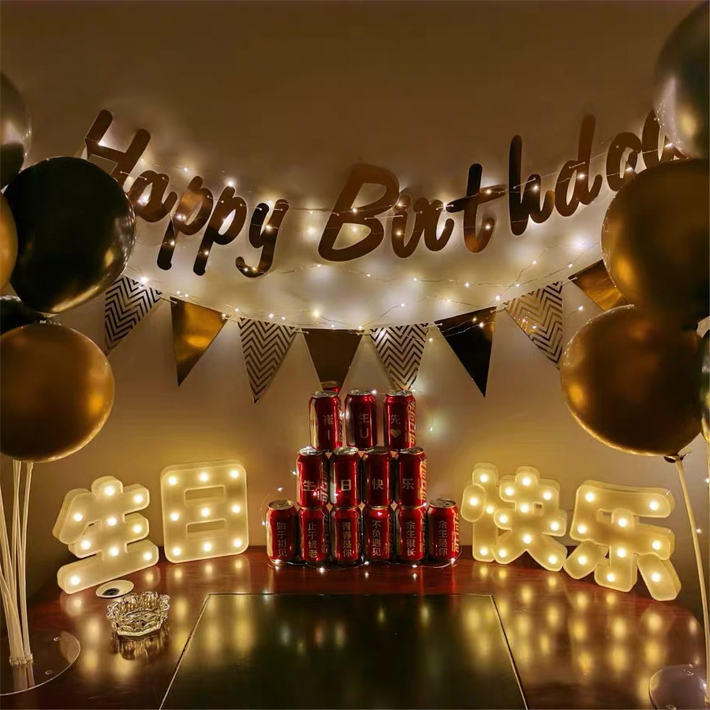 Banner Chữ Happy Birthday Có Đèn Trang Trí Tiệc Sinh Nhật Cho Bé