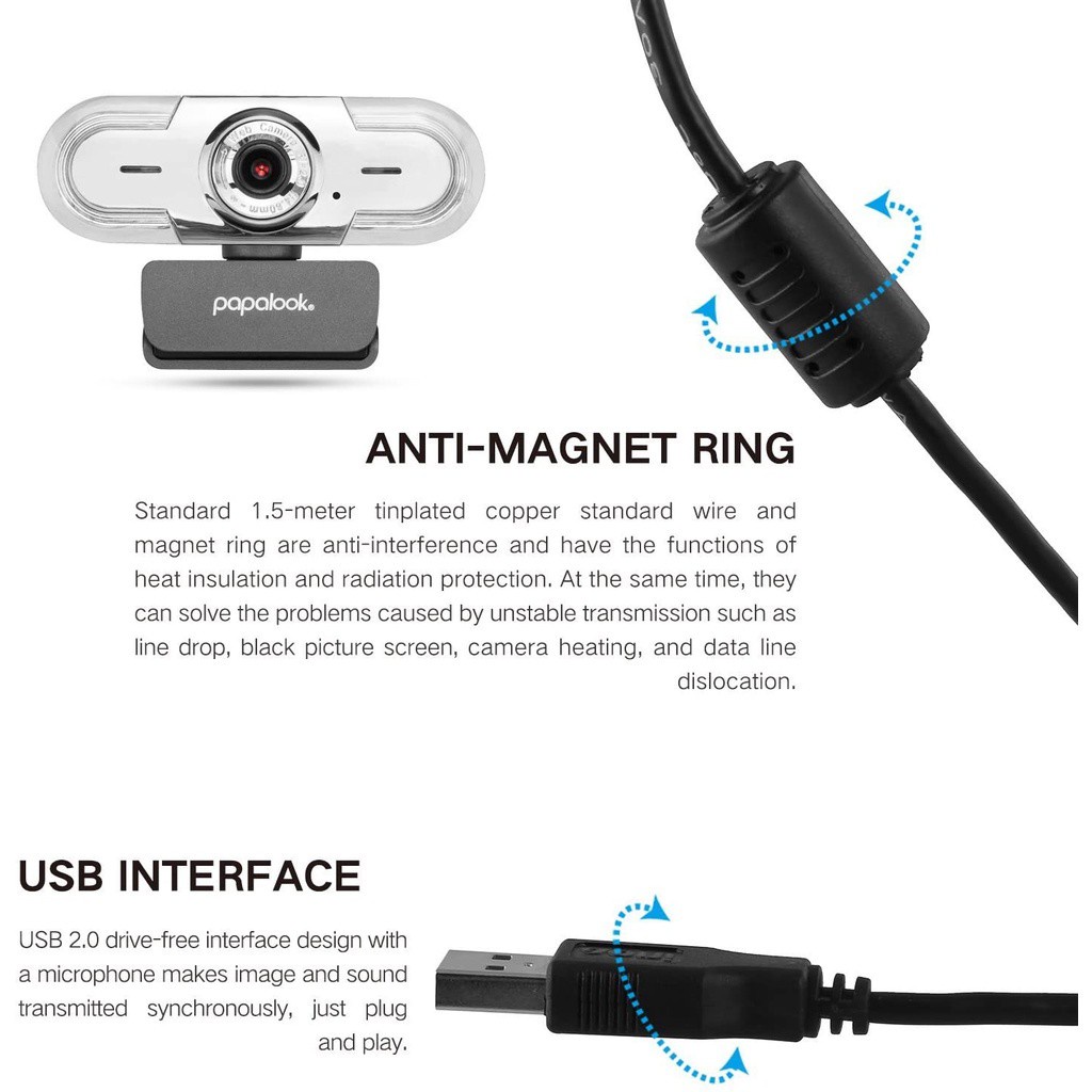 Webcam Pa452 Pro 1080p Tích Hợp Micro Và Máy Quay Video Cho Windows 7 / 8 / 10 / Xp / Mac Os / Mac | BigBuy360 - bigbuy360.vn