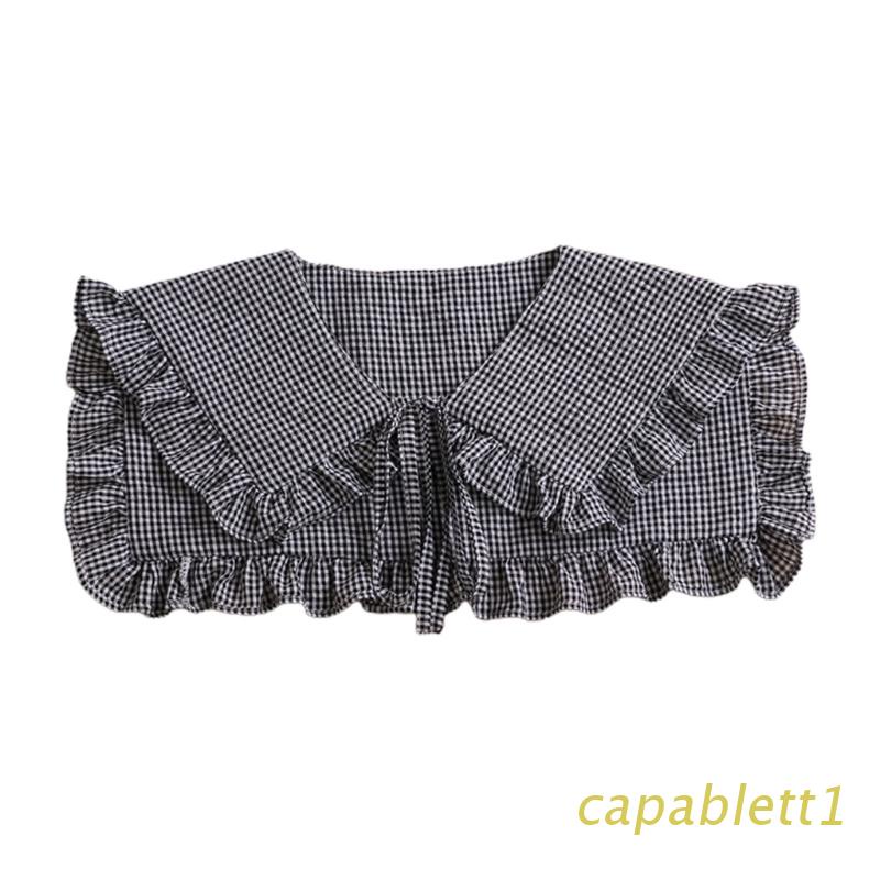 Cổ áo giả thắt nơ họa tiết caro phong cách lolita dành cho nữ
