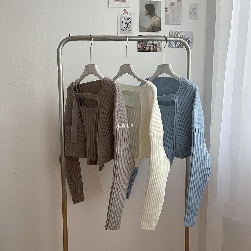 Set áo len 2 dây + áo khoác TALY S1111
