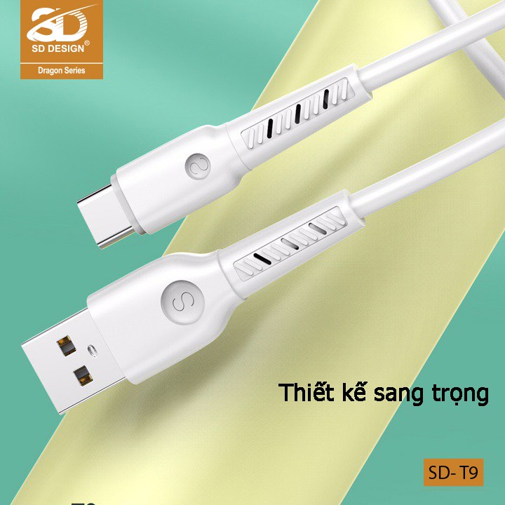 Cáp sạc SD DESIGN T9 đầy đủ các chân sạc cho ip,Type C,Micro Usb cho Samsung,oppo,...
