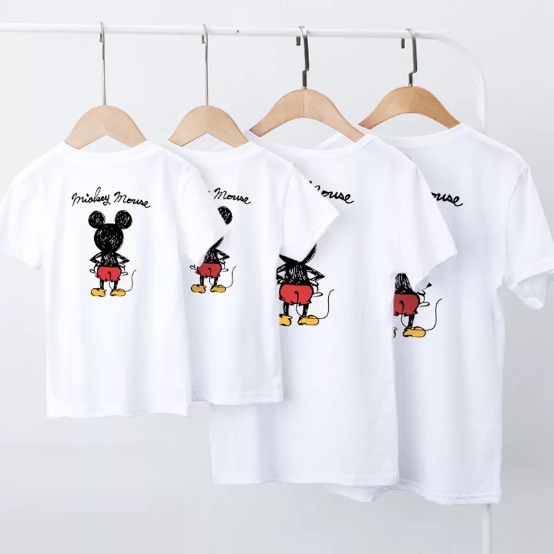 Áo Thun Ngắn Tay In Hình Chuột Mickey Cho Cả Gia Đình