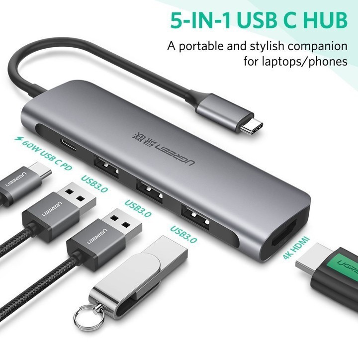 Cáp USB Type-C Sang HDMI/ Hub USB 3.0 Ugreen 50209 Chính Hãng