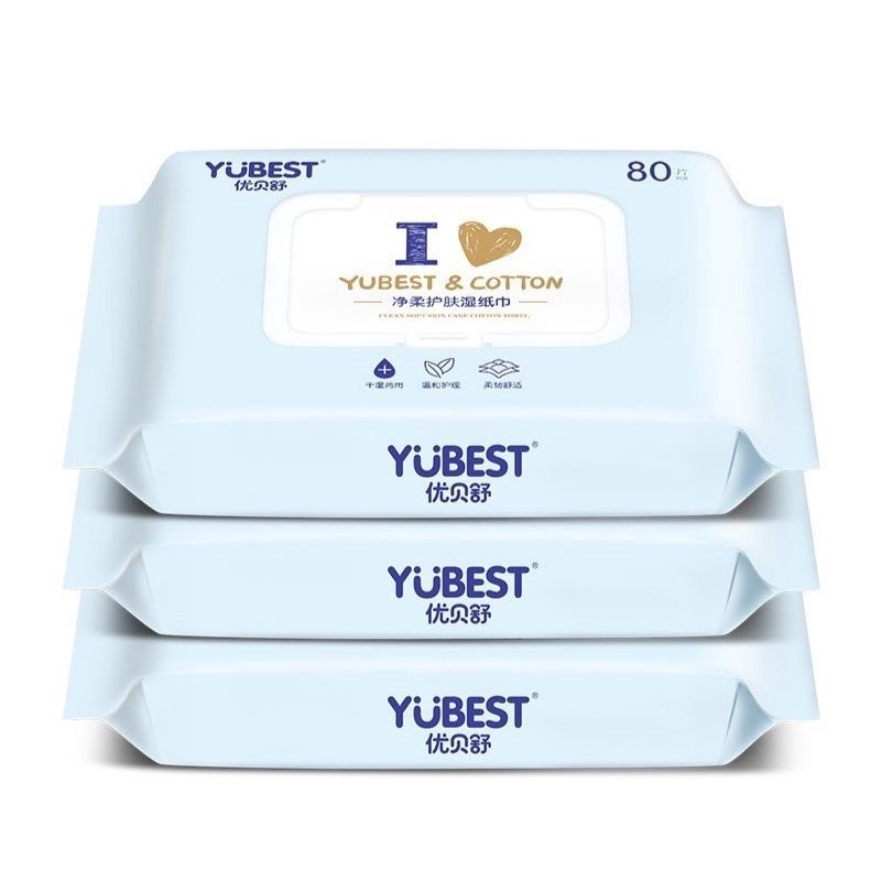 Khăn ướt yubest không mùi 80 tờ  có nắp đậy