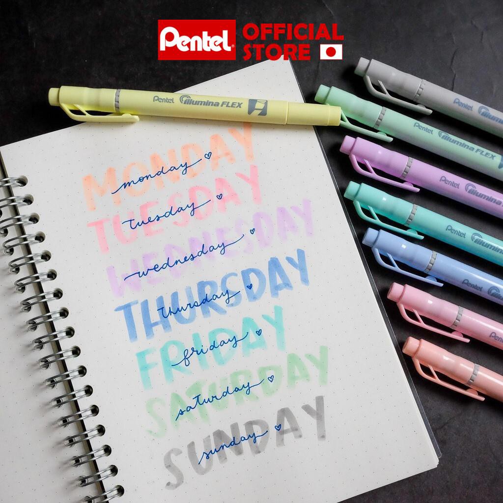 Bộ 8 bút dạ quang 2 đầu Pentel SLW11P màu pastel